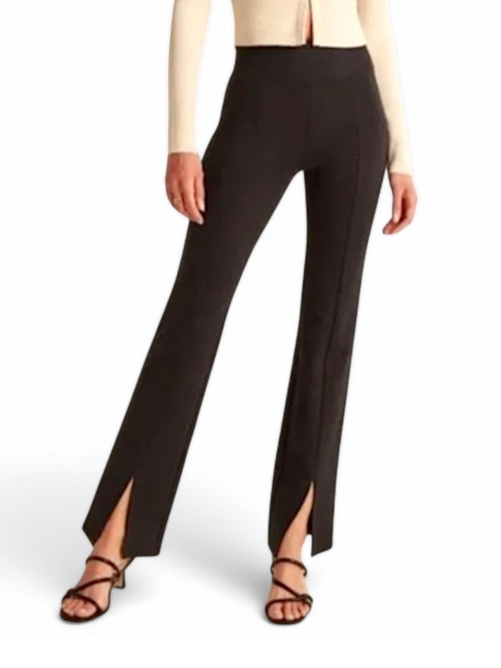 Abercrombie & Fitch black open slit front leggings flare
